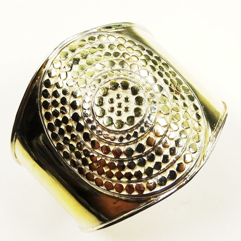 ANNA BECK Sterling Silver 10K Dot Collection Gold Wide Cuff Bracelet